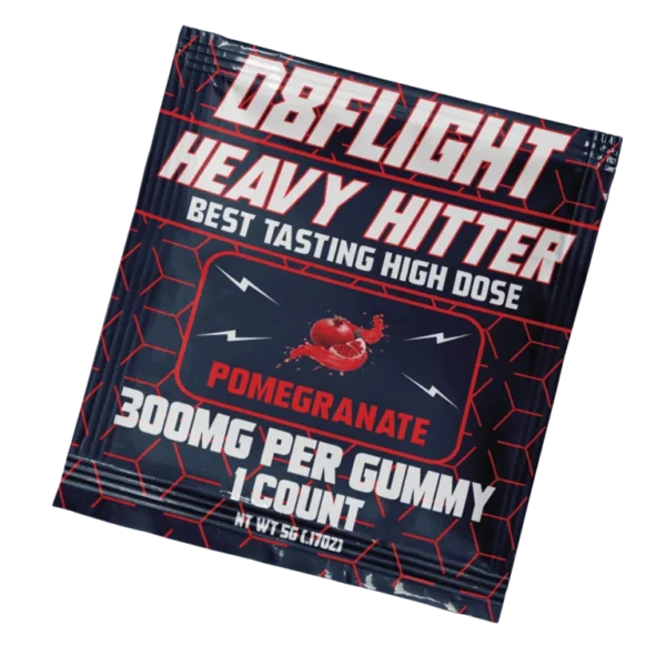 D8Flight Heavy Hitter – D8 300mg Gummy – Single Ct Bag – Pomegranate